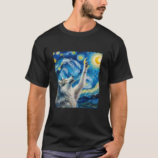 T-shirt Wolf Starry Night Wilderness Howderness Moons Van  (Devant)