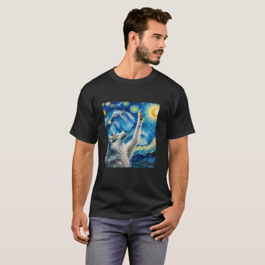 T-shirt Wolf Starry Night Wilderness Howderness Moons Van  (Devant entier)