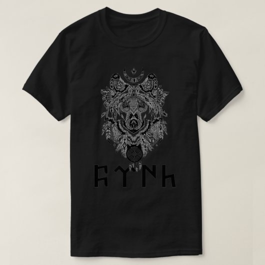T-shirt Wolf Turk Ancien Inscription Tengri Ancien Turc (Design devant)