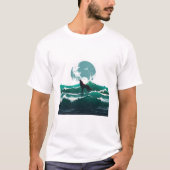 T-shirt Wolf Wave Art - Ukiyo-e Moonlight Design (Devant)
