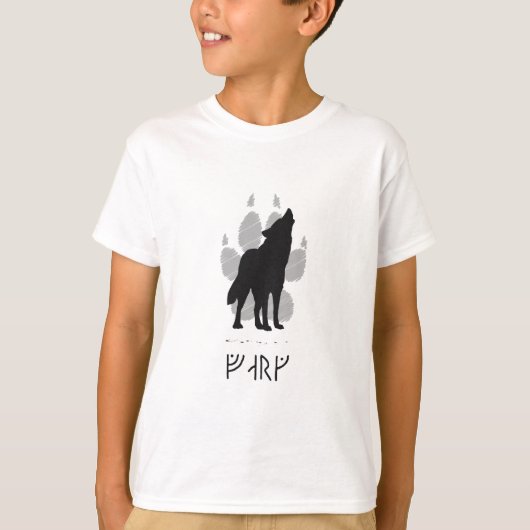 T-shirt Wolf with viking rune (Devant)