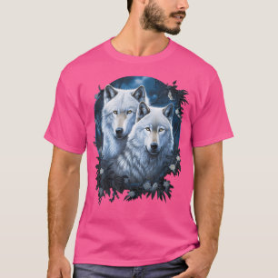 T-shirt Wolf Wolf En Forêt Par Lune De Nuit Imaginaire Art