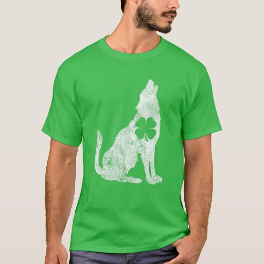 T-shirt Wolf Wolves Cadeau St. Patrick's Day Shamrock Clov (Devant)