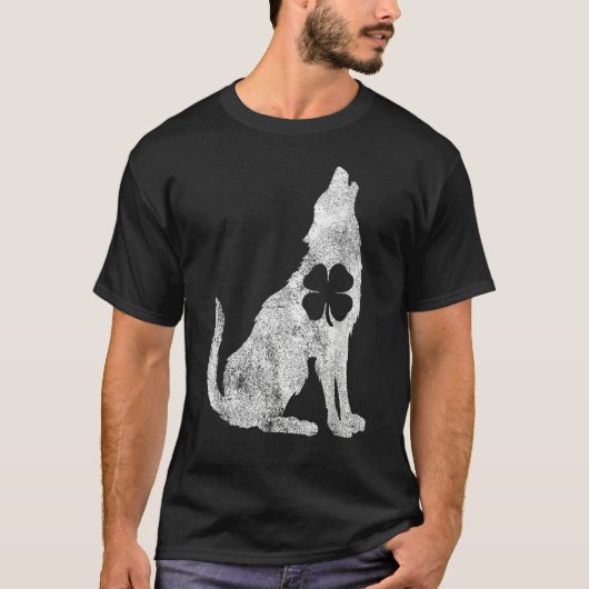 T-shirt Wolf Wolves St. Patrick's Day Shamrock Clover Iris (Devant)