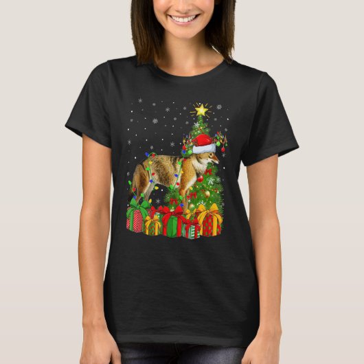 T-shirt Wolf Xmas Holiday Santa Wolf Christmas Tree (Devant)