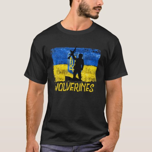 T-shirt Wolverines Soutenez l'Ukraine, Ukraine Wolverines  (Devant)