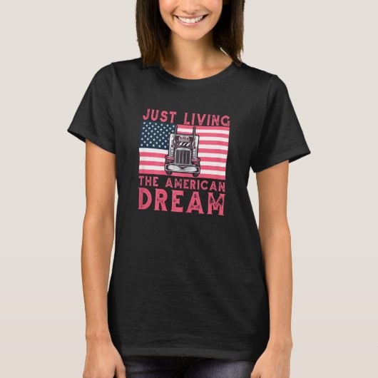 T-shirt Woman Trucker Usa Flag For Girl Truck Driver Ameri (Devant)