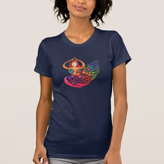T-Shirt Woman with Yoga Meditation Rainbow Design (Devant)