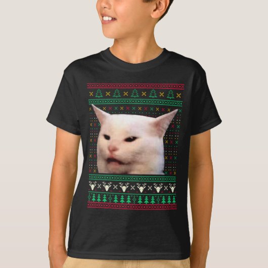 T-shirt Woman Yelling At A Cat Ugly X-mas Sweaters Funny M (Devant)