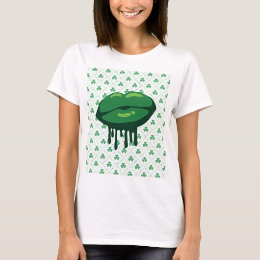 T-shirt Woman's Lips St. Patrick's Day Design-66678 (Devant)
