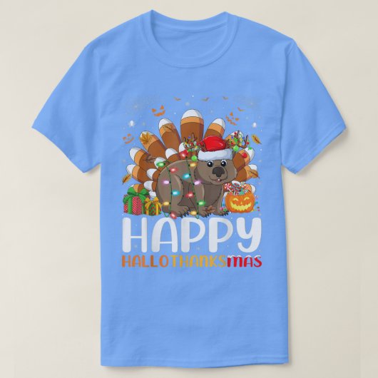 T-shirt Wombat Lover Halloween Christmas Happy Hallothanks (Design devant)