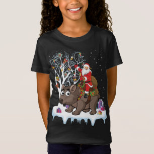 T-Shirt Wombat Lover Xmas Cadeau Père Noël Riding Wombat C
