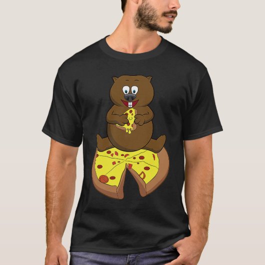 T-shirt Wombat Manger Pizza Cute Australian Wombat Fast Fo (Devant)