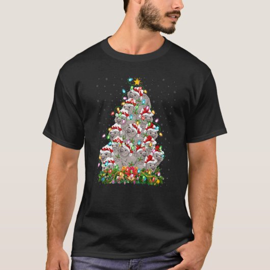 T-shirt Wombat Xmas Lights Santa Wombat Christmas Tree (Devant)