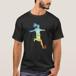 T-shirt Women Playing Soccer Kicking The Ball Multicolor G