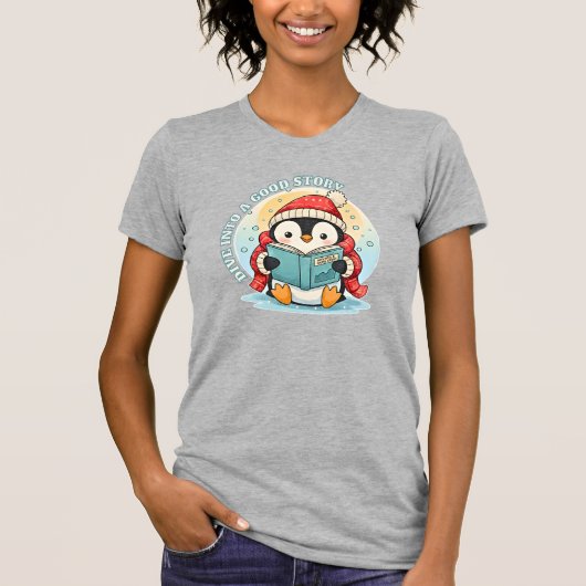 T-shirt Women’s Scholarly Penguin Storytime Cotton Tee (Devant)