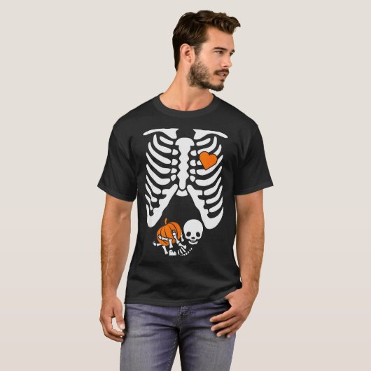T-shirt Women Skeleton Pregnancy Announcement Mom Hallowee (Devant entier)