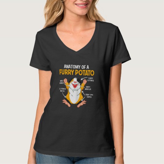 T-shirt Womens Anatomy Of A Furry Potato Guinea Pig Pet (Devant)