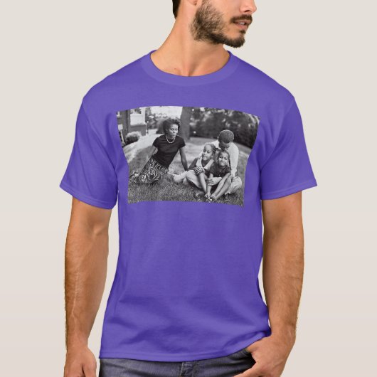T-shirt Womens Barack Obama Young with Kids and Michelle V (Devant)