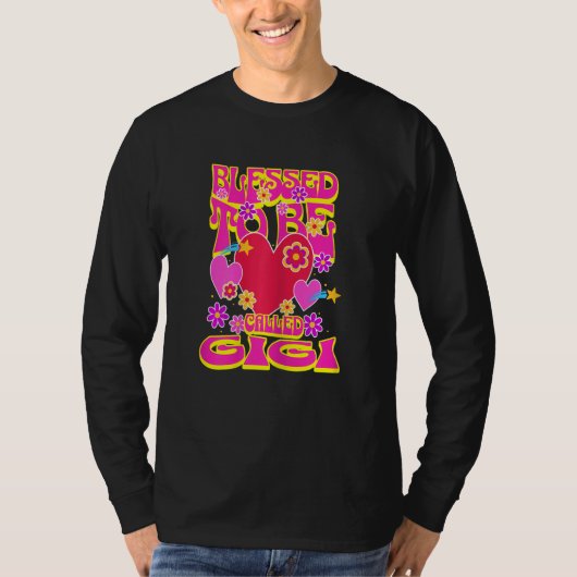 T-shirt Womens Blessed To Be Called Gigi Heart Groovy Flow (Devant)