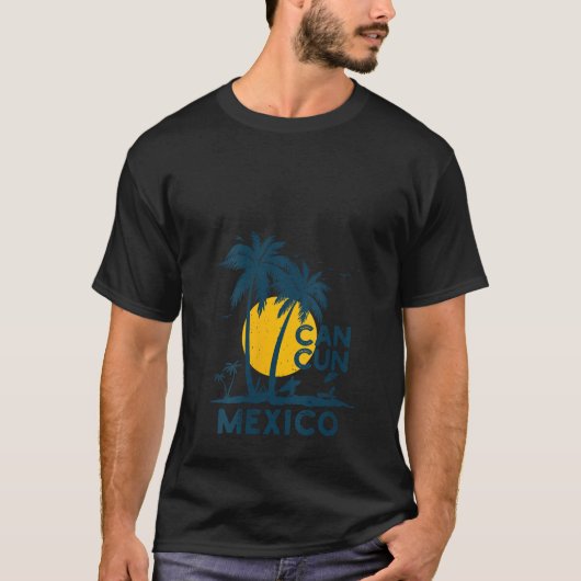 T-shirt Womens Cancun Mexico Beach Palm Tree Vacation Squa (Devant)