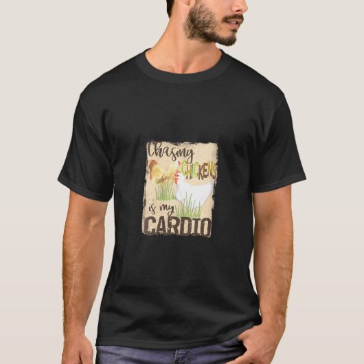 T-shirt Womens Chasing Chickens is My Cardio! - Mème - jeu (Devant)