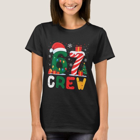 T-shirt Womens Christmas 67 Crew Brainrot Funny Candy Cane (Devant)