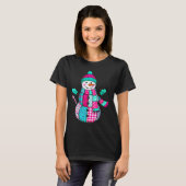 T-shirt Womens Christmas Patchwork Snowman Preppy Retro Me (Devant entier)