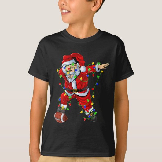 T-shirt Womens Dabbing Santa Football Christmas Lights Srt (Devant)