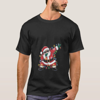 T-shirt Womens Dabbing Santa Xmas Lights Girls Boys Kids C