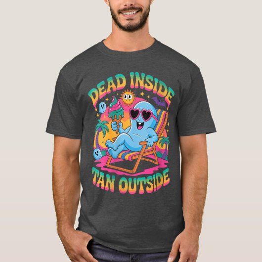 T-shirt Womens Dead Inside Tan Outside Funny Ghost Summerw (Devant)