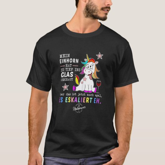 T-shirt Womens Es Escaliert Eh sauf Unicorn Wine Dit Wi (Devant)