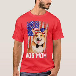 T-shirt Womens Funny Corgi Dog Mom Usa Flag Mothers Day166