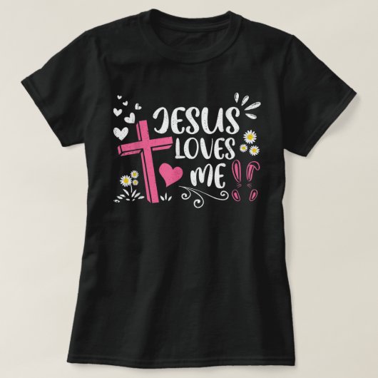 T-shirt Womens Funny Easter Christian Jesus Loves Me And C (Design devant)