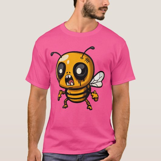 T-shirt Womens Funny Halloween Honey Bee Zombie Comic VNec (Devant)