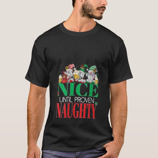T-shirt Womens Funny Nice Until Proven Naughty Santa Xmas (Devant)