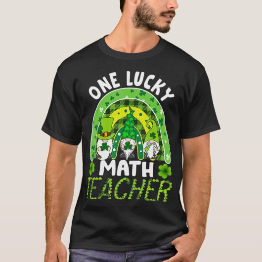 T-shirt Womens Funny One Lucky Math Teacher Rainbow St Pat (Devant)