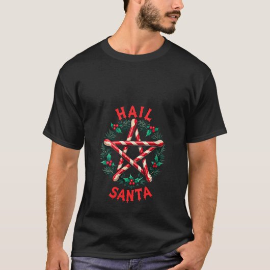 T-shirt Womens Hail Santa Candy Cane Star Christmas Advent (Devant)
