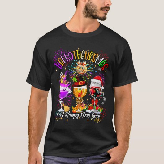 T-shirt Womens Hallothanksmas & A Happy New Year Firew (Devant)
