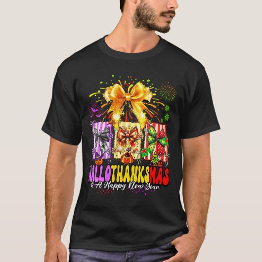 T-shirt Womens Hallothanksmas & A Happy New Years Eve (Devant)
