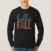 T-shirt Womens Hello Fall Retro Autumn  Fall (Devant)