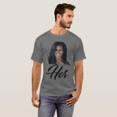 T-shirt Womens Her Michelle Obama Blue Small Classic Fit V (Devant entier)