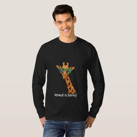 T-shirt Womens Hipster Giraffe Glasses Normal Is Boring Au (Devant entier)