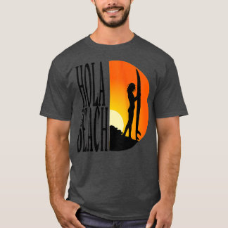 T-shirt Womens Hola Beach Funny Beach Vacances été, (3)