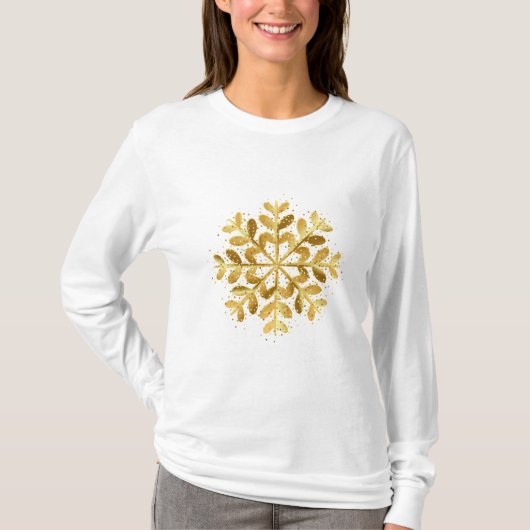 T-shirt Womens Holiday Gold Snowflake (Devant)