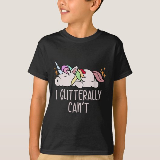 T-shirt Womens I Glitterally Can't Unicorn  (Devant)