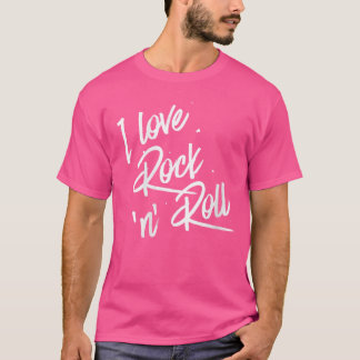 T-shirt Womens I Love Rock and roll VNeck funny vintage