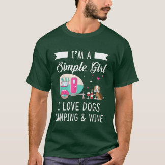 T-shirt Womens Im A Simple Girl Love Dogs Camping And Wine