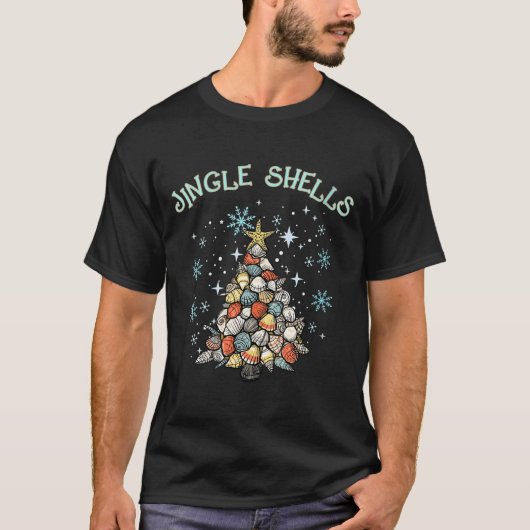 T-shirt Womens Jingle Shells Christmas Tree Snowflakes Cel (Devant)