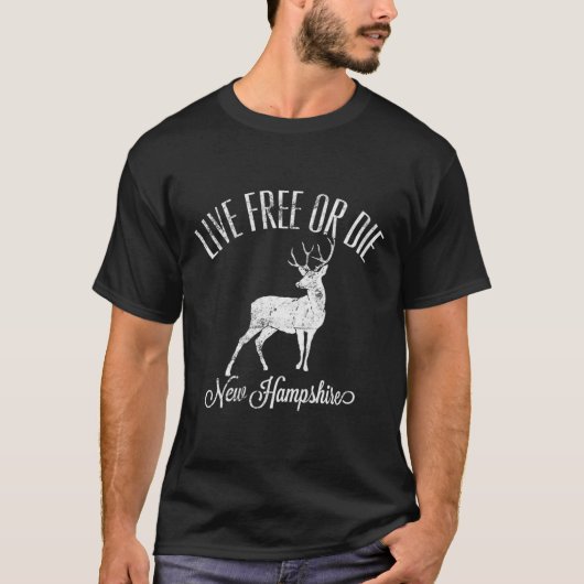 T-shirt Womens Live Or Die New Hampshire Distressed Deer A (Devant)